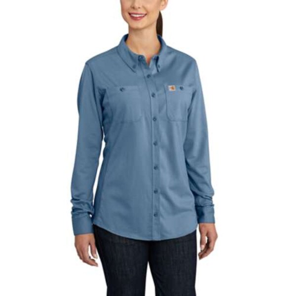 Women's Carhartt FR Force Hybrid Shirt in Medium Blue